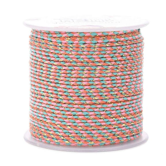 1 roll 4-Ply Polycotton Cord Handmade Macrame Cotton Rope with golden Wire for String Wall Hangings Plant Hanger DIY Craft String Knitting Pink 1.5mm 21.8 yards(20m)/roll