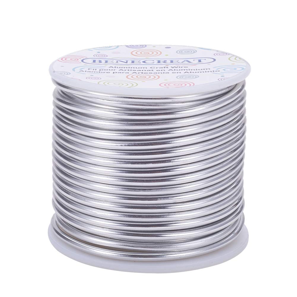 1 roll 9 Gauge Jewelry Craft Aluminum Wire 55 Feet Bendable Metal Sculpting Wire for Craft Floral Model Skeleton Making (Silver 3mm)