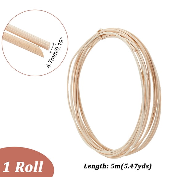 1 roll Basket Weaving Round 0.2 Inch 16.4 Feet Basket Weaving Cane Wicker Rattan Weave Material Rattan Repair kit for Basket Furniture Making Chair Weaving Repairing DIY Craft