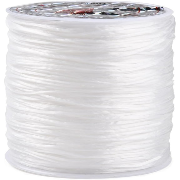1 roll Flat Elastic Spandex String Elastic Beading Thread for Stretch Bracelet Making White 1.0mm 65.61 yards(60m)/roll