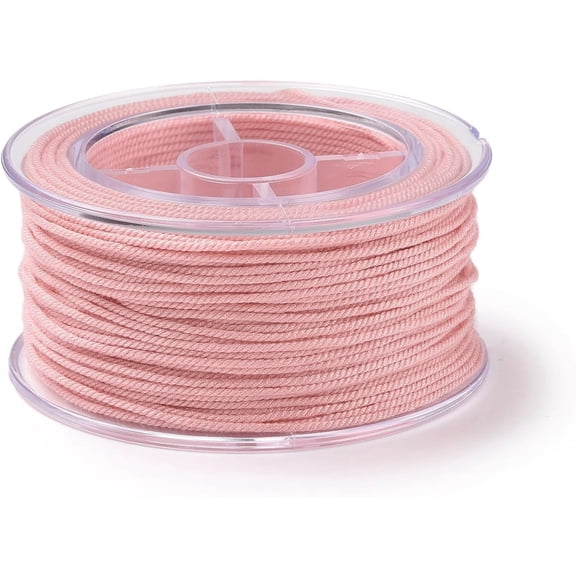 1 roll Macrame Cotton Cord Rope with Plastic Reel for Wall Hanging Crafts Gift Wrapping Pink 1.5mm 21.87 Yards(20m)/Roll