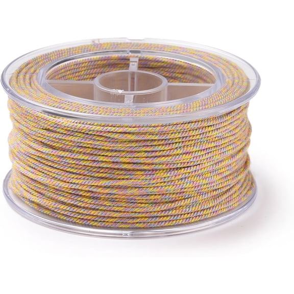 1 roll Macrame Cotton Cord Rope with Plastic Reel for Wall Hanging Crafts Gift Wrapping golden 1.2mm 26.25 Yards(24m)/Roll
