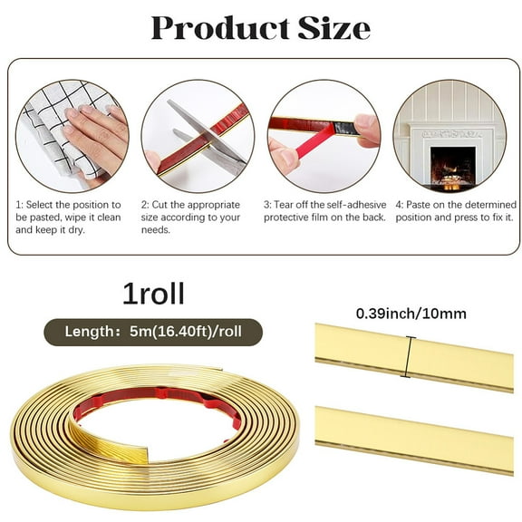 1 roll PVC Self-Adhesive Flexible Molding Trim Ceiling Molding Wall Trim for Furniture Door Wardrobe Home Decor Imitation Gesso Lines golden 10mm 5m/roll