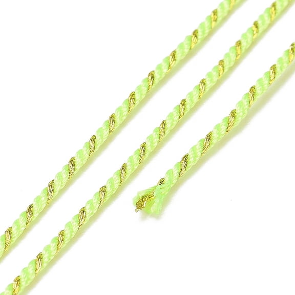 1 roll Polycotton Filigree Cord Rope with Plastic Reel for Wall Hanging Crafts Gift Wrapping Green Yellow 1.2mm 27.34 Yards(25m)/Roll