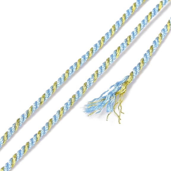 1 roll Polycotton Filigree Cord Rope with Plastic Reel for Wall Hanging Crafts Gift Wrapping Light Sky Blue 1.2mm 27.34 Yards(25m)/Roll
