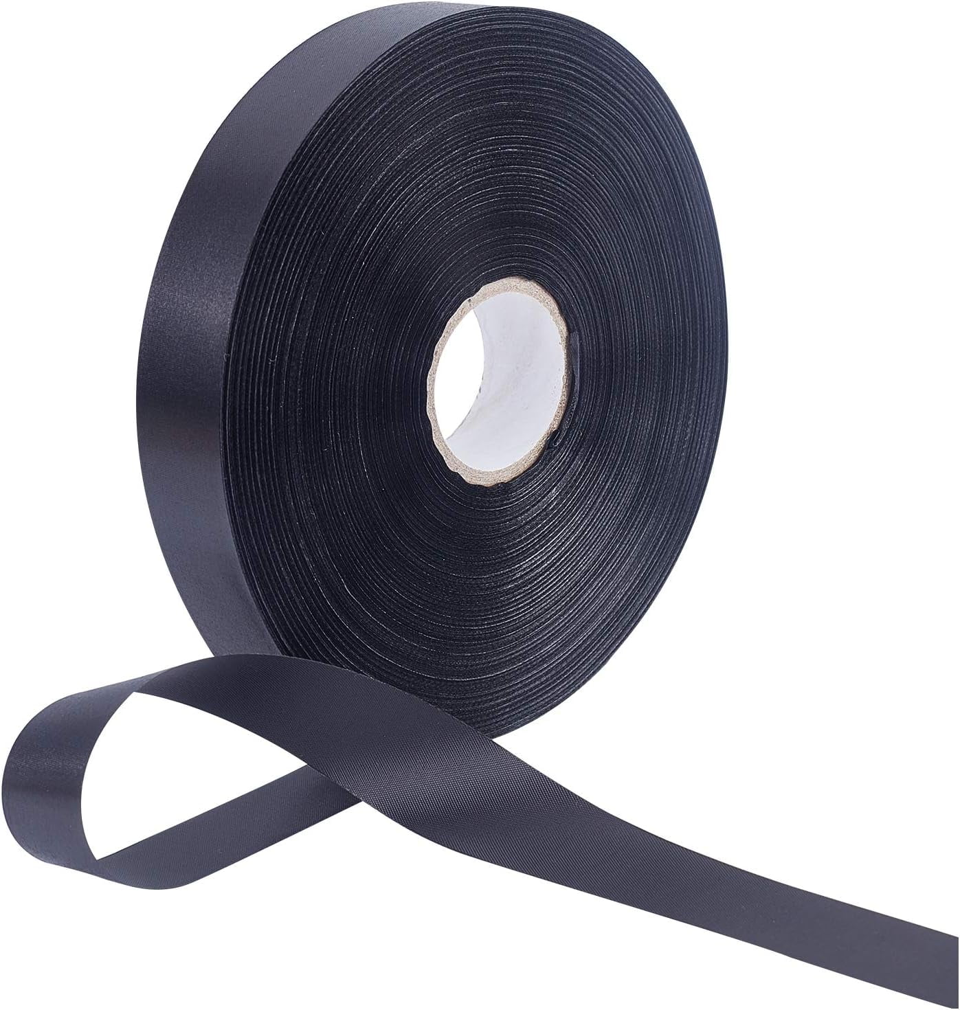 1 roll Polyester Blank Sewn-in Label Ribbon with Spool Black 25mm 200m/roll
