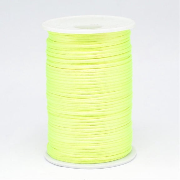 1 roll Polyester Cord Satin Rattail Cord for Beading Jewelry Making Chinese Knotting Green Yellow 2mm 100yards/roll