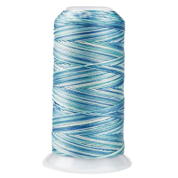 1 roll Segment Dyed Round Polyester Sewing Thread for Hand & Machine Sewing Tassel Embroidery Sky Blue 12-Ply 0.8mm about 300m/roll