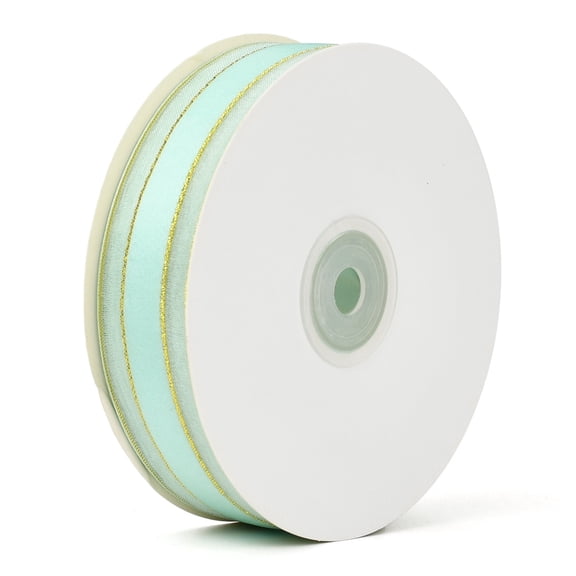 1 roll Solid color Organza Ribbons Golden Wired Edge Ribbon for Party Decoration Gift Packing Pale Turquoise 1"(25mm) 50yard/roll(45.72m/roll)
