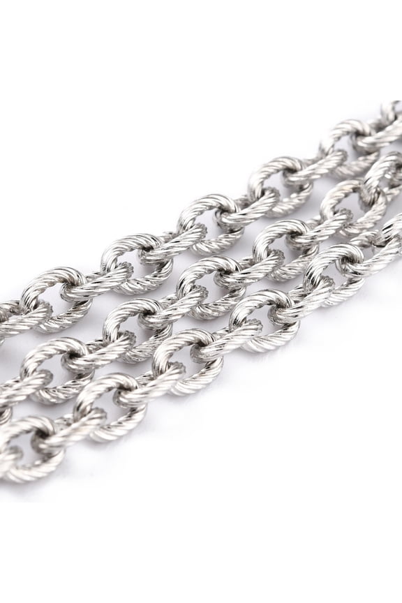 1 roll Tarnish Resistant 304 Stainless Steel Chains Unwelded with Spool Stainless Steel color Link: 7x5.5x1.5mm 32.8 Feet(10m)/roll