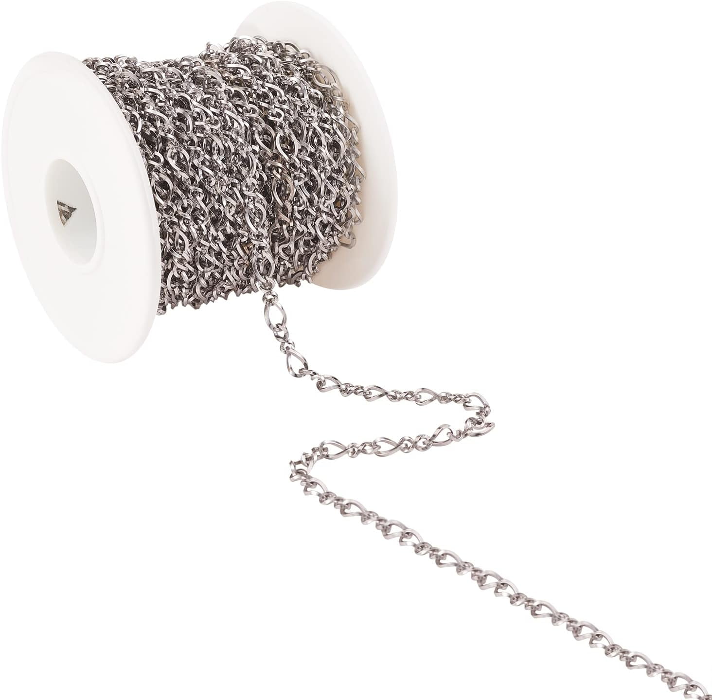 1 roll Tarnish Resistant 304 Stainless Steel Figaro Chains Figure 8 ...