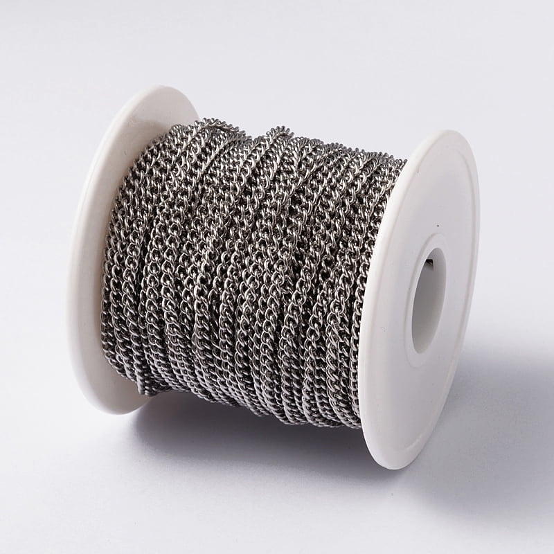 1 roll Tarnish Resistant 304 Stainless Steel Twisted Chains Curb Chains ...
