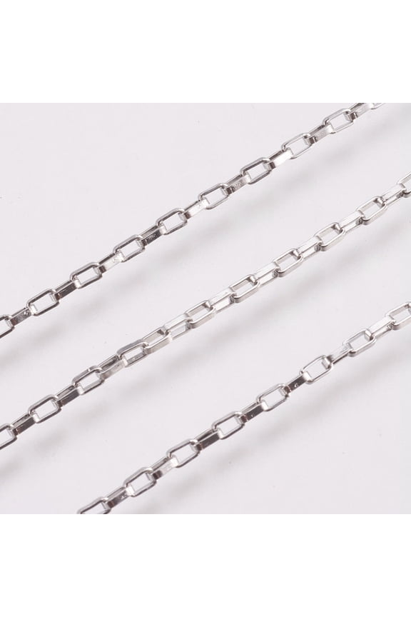 1 roll Tarnish Resistant 304 Stainless Steel box chains/Venetian Chains with Spool Unwelded Stainless Steel color 3x1.7x0.6mm 32.8 Feet(10m)/roll