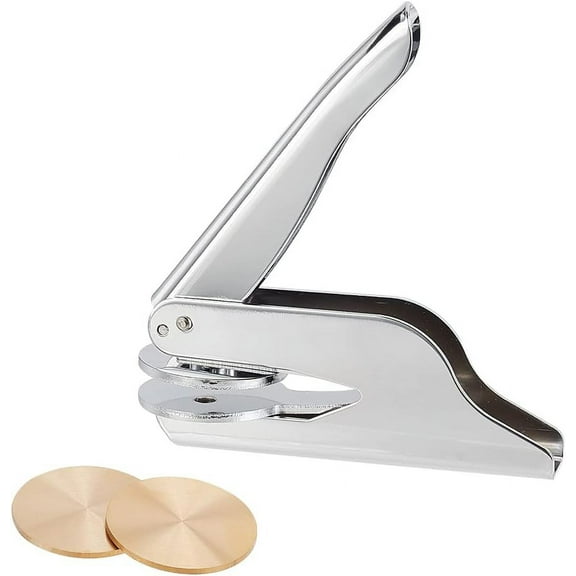 1 set 1 box Stainless Steel Embosser Hand-Held Embossing Stamp for Books Envelopes Napkins with 2pcs Blank Steel Disc Mixed color 42~123x42~54x2~24mm