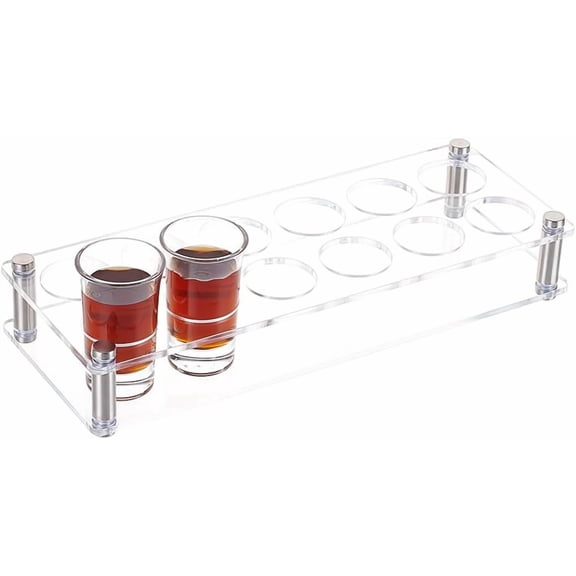 1 set 1 set 12-Hole Acrylic Shot Glasses Holders Beer Wine Glasses Organizer Rack for Family Party Bar Pub with Alloy Standoff Pins Rectangle Clear 290x110x52mm