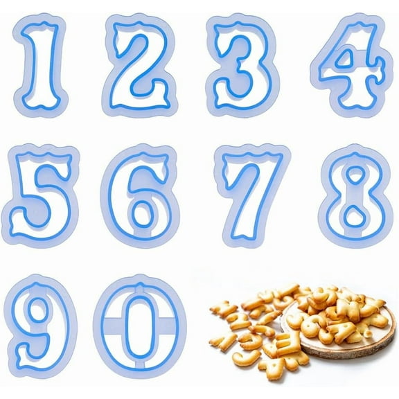 1 set 10Pcs Number Cookie Cutters Plastic Cookie Cutters Biscuits Cutter Set Birthday Numbers 0-9 Biscuits Cake Decorating Tools for Cake Baking Fondant Cookie Easter Party