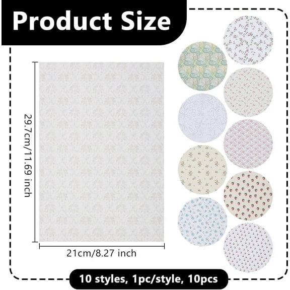 1 set 10pcs 10 styles Miniature Wallpapers for Dollhouse Bedroom Decoration Rectangle Mixed Shapes 297x210mm 1pc/style