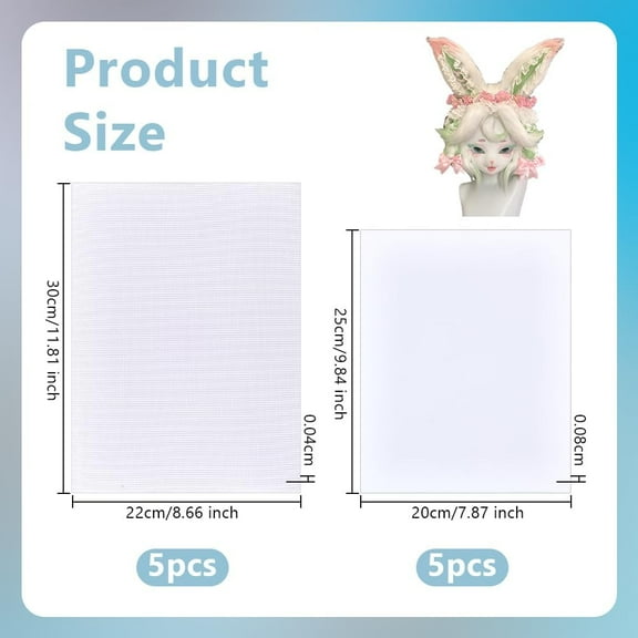 1 set 10pcs 2 styles PVC Plastic Sheets Rectangle White 250~300x200~220x0.4~0.8mm 5pcs/style
