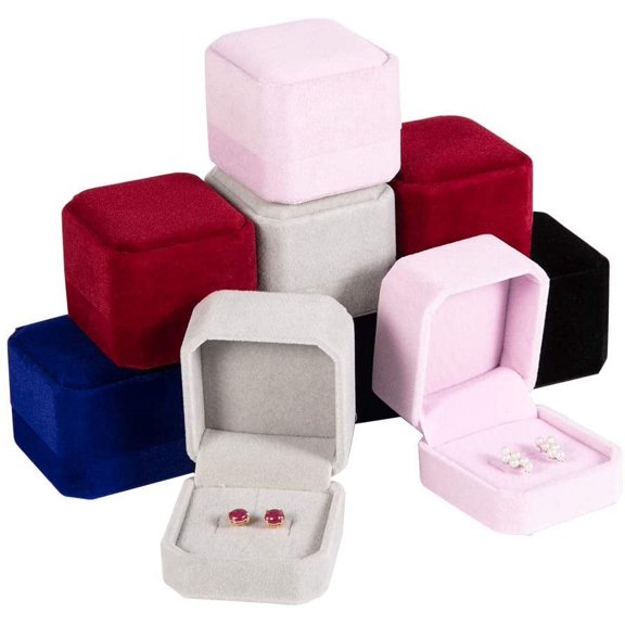1 set 10pcs 5.5x5x4cm Velvet Ring boxes 5 color Square Jewelry Display Gift boxes for Wedding Valentine's Day Anniversary