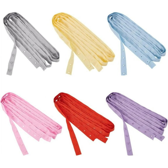 1 set 12 Yards 6 colors Plastic Snap Button Tape Sewing Fastener Polyester Tape Mixed color 17~120x4~4.5mm Hole: 2mm