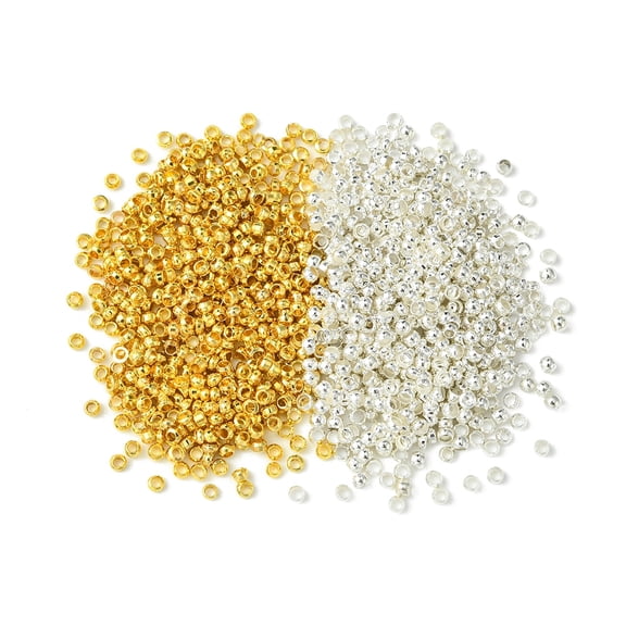 1 set 1200pcs 2 colors Brass Crimp Beads Cadmium Free Lead Free Rondelle Golden 2x1.2mm 600pcs