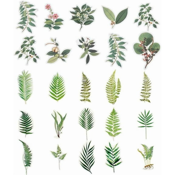 1 set 120pcs Leaf Stickers Self-Adhesive Plants Stickers Washi Stickers DIY Decorative Label for Scrapbook Notebook Journal Card Making Envelope Decoration