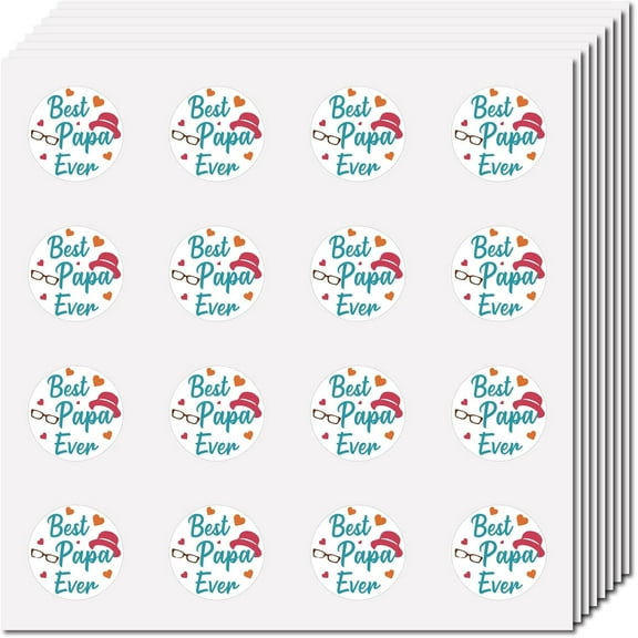 1 set 128Pcs Father's Day Stickers for Scrapbooking Plastic Labels Decal Self-Adhesive Waterproof Sticker Round Bulk Best Papa Ever Tags Stickers Perfect for Dad Daughter Son Crafts Gift 2.5cm