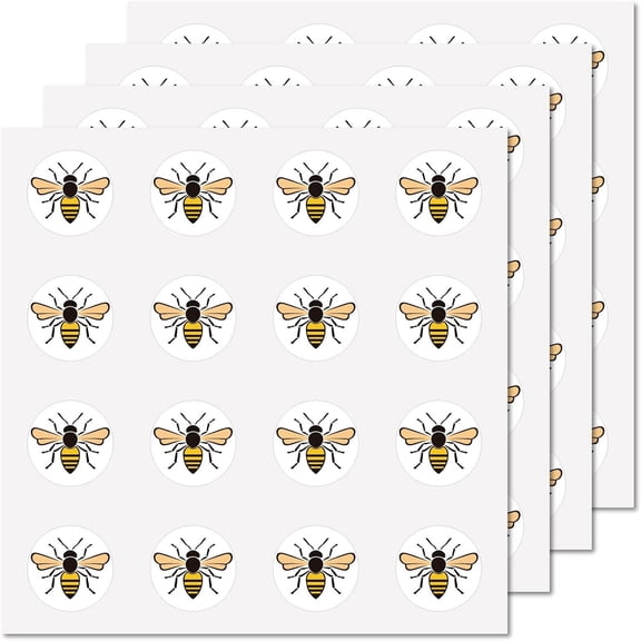 1 set 128pcs Bees Stickers Honey Vinyl Decal Self-Adhesive Waterproof Sticker Round Dot Bulk Label Stickers for Water Bottles Laptop Luggage Cup Computer Mobile Phone Skateboard 2.5x2.5cm