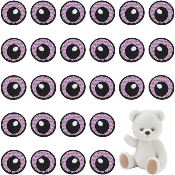 1 set 12Pairs Computerized Embroidery Cloth Self Adhesive Patches Stick On Patch Costume Accessories Appliques Eye Plum 27.5x1.3mm
