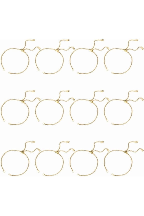 1 set 12pcs Ion Plating(IP) 304 Stainless Steel Chain Slider Bracelet Making with Brass Beads and CCB Plastic Charms Golden 260mm 304 Stainless Steel