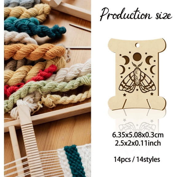 1 set 14pcs 14 style Wooden Thread Winding Boards 2.520.12 Inch Spool Organizer Cross-Stitch Bobbins Card Thread Holder Craft DIY Sewing Storage for Embroidery Thread Organizing Sewing Craft