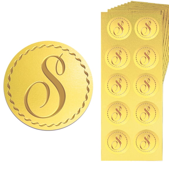1 set 15 Sheets golden Foil Paper Picture Stickers Round Dot Decorative Stickers Letter S 195x80x10mm Sticker: 35mm in diameter 10pcs/sheet