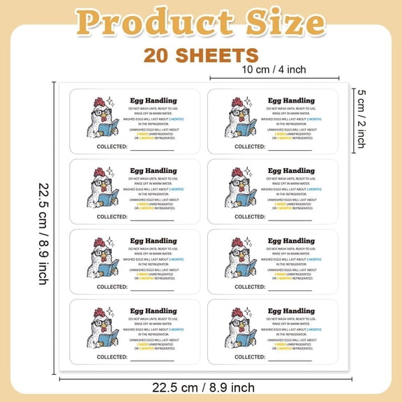 1 set 160 Pcs Egg Carton Labels Eggs Handling Stickers Farm Fresh Laid on Sticker PET Adhesive Egg Packaging Sticker for Box Container Carton Farm Supplies 2x4 Inch