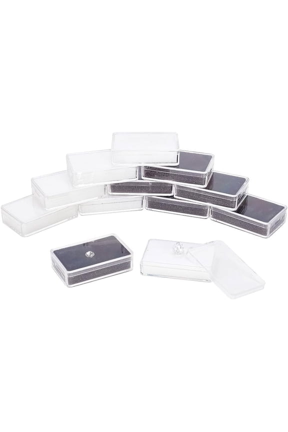 1 set 16pcs 2 colors Rectangle Plastic with Sponge Loose Diamond Jewelry Display Case for Diamond Displays Holder Mixed color 5.7x3.65x1.45cm 8pcs/color