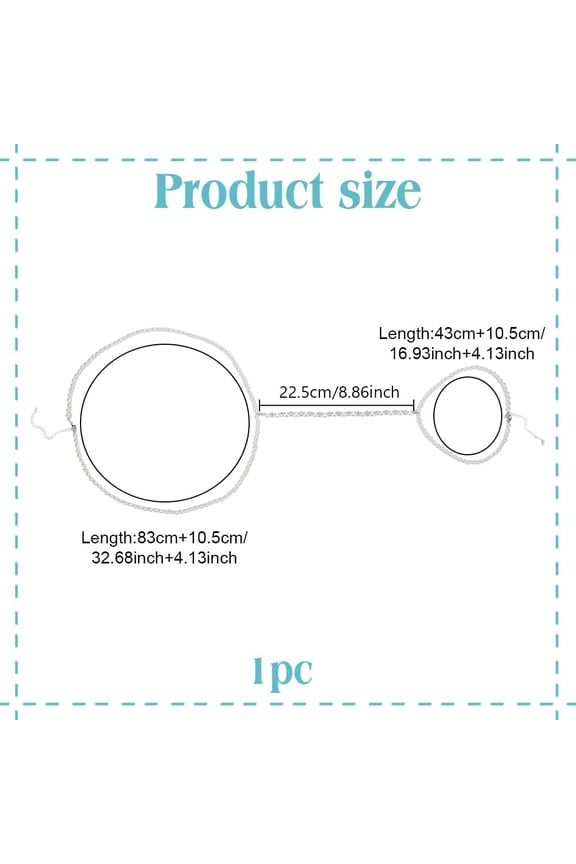 1 set 1pc Zinc Alloy with ABS Imitation Pearl Body Chain for Women Platinum 433mm