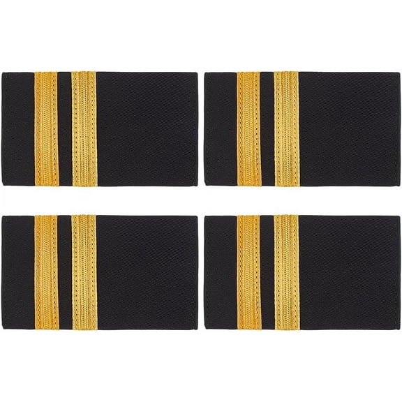 1 set 2 Pairs Polyester Fiber Epaulettes Pilot 85x50x3mm Epaulettes Rectangle golden