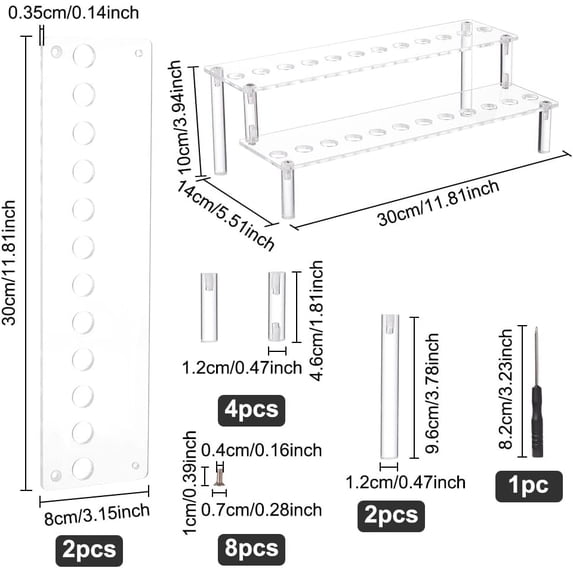 1 set 2-Tier Transparent Screwdriver Organizer Holder Rack Hand Tools Storage Stand Risers Clear Finish Product: 30x14x10cm
