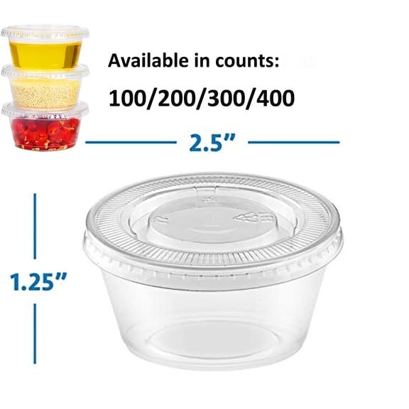 1 set 2 oz Clear Plastic Jelly Wine Glass Container with Snap Leakproof Lipped - Jello Shooter Shot Cups - Compact Food Storage for Dispensing Control sauce, liquid, dip
