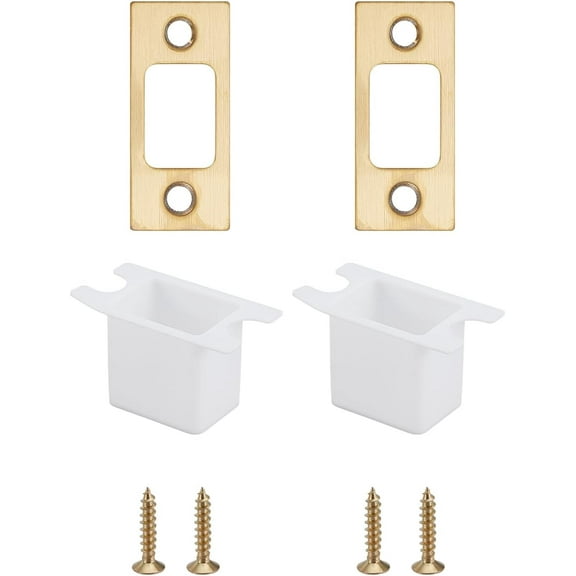 1 set 2 sets 201 Stainless Steel Door Reinforcement Plate with Screws Golden 6.7x2.6x0.2cm