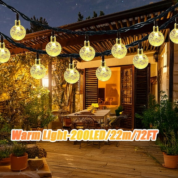 1 set of 200-LED solar-powered outdoor decorative light strip, ideal for camping, the beach, walkways, paths, sidewalks, and wedding parties; IP44 splash-proof rating; 8 lighting modes