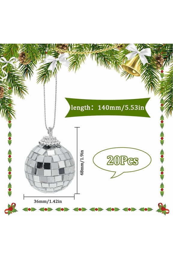 1 set 20pcs Mirror Ball Reflective Ball Pendants For Party Wedding Glass Ball Decoration Silver 140mm