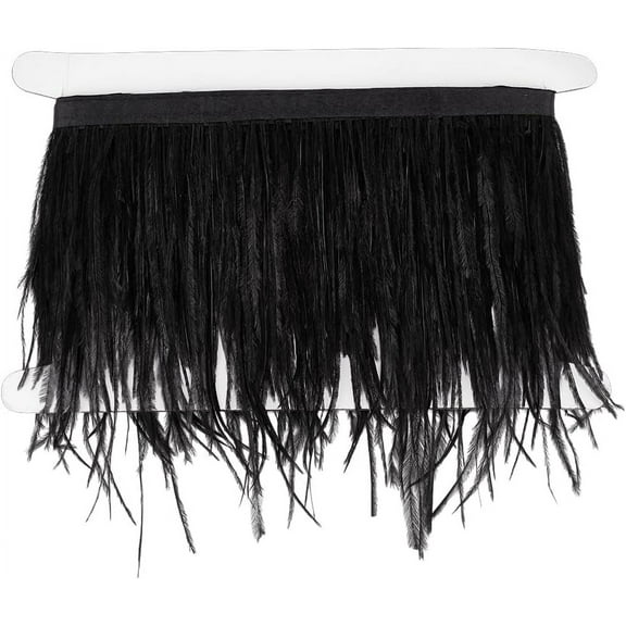 1 set 2M Fashion Ostrich Feather Trimming with Cloth Band Ornament Accessories Black 210mm