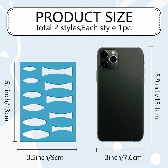 1 set 2Pcs Graphic Template Reusable Geometry Plastic Cutouts Cutting Stencils Lapidary Templates Leather DIY Crafts for Cabochons Bracelets Earrings Making Jewelry Supplies 5.1x3.5 Inch