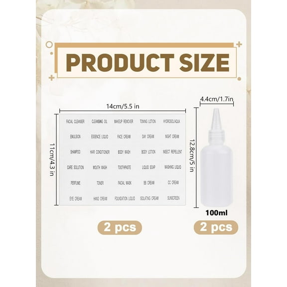 1 set 2Pcs Plastic Graduated Glue Bottles Twist Top Applicator Squeeze Bottles with Leak-Proof Caps and Self-Adhesive Stickers for Travel Camping Lab Arts and Crafts 12.8x4.4cm Capacity: 100ml
