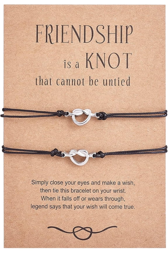 1 set 2pc 2 style 430 Stainless Steel Knot Heart Link Bracelets set Match Couple Adjustable Bracelets for Best Friends Couple Family Stainless Steel color 7-1/8 inch(18cm) 1pc/style Fibre