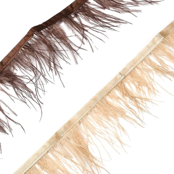 1 set 2pcs 2 colors Fashion Ostrich Feather Trimming with Cloth Band Ornament Accessories Mixed color 105x0.8mm 1m/pc 1pc/color Feather