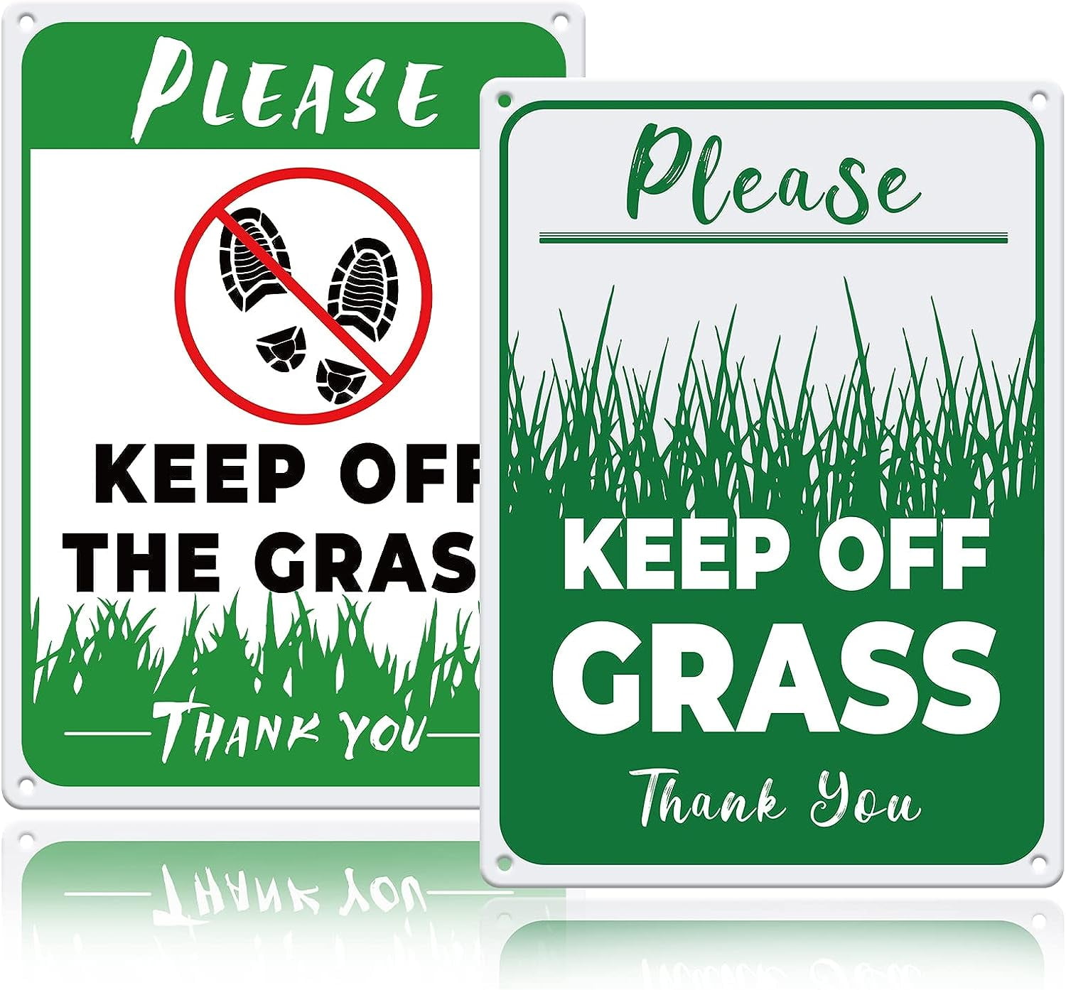 Keep Off the Grass Sign on a Nicely Kept Lawn in a Park Stock Photo