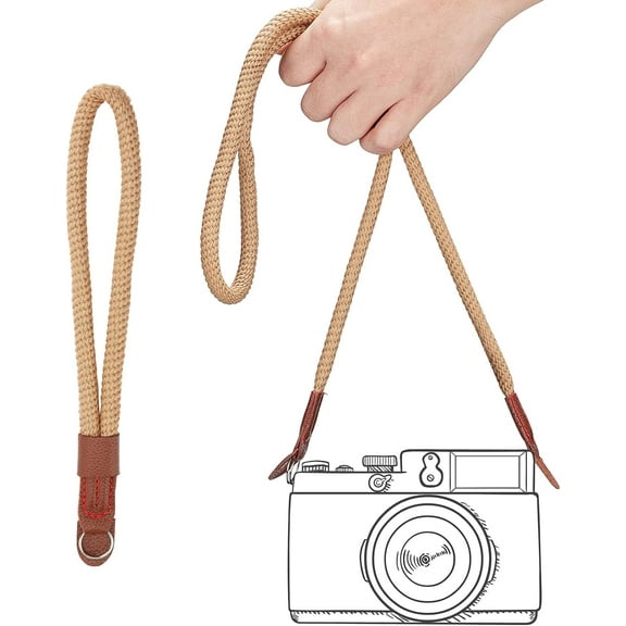 1 set 2pcs 2 style Nylon Camera Neck Straps & Wristlet Straps Camera Tether with PU Leather End Cover & Iron Key Rings Peru 950x19x9mm & 245x21x12mm 1pc/style