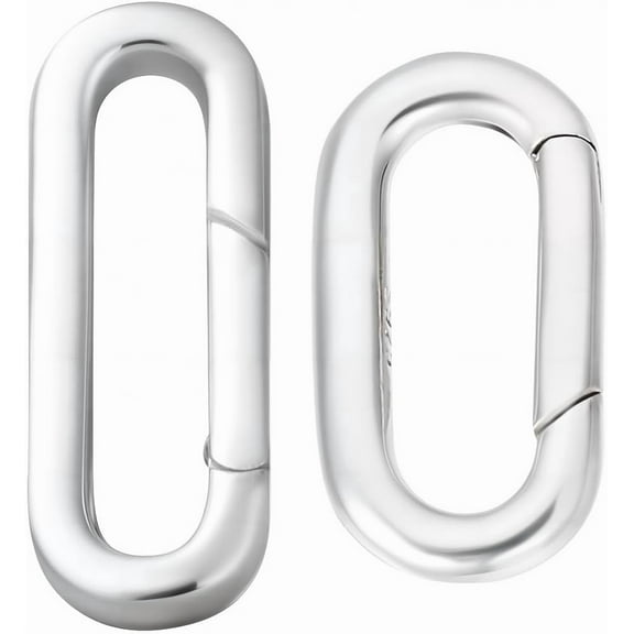 1 set 2pcs 2 styles 925 Sterling Silver Spring Gate Rings Oval Silver 17~20x7~9x2~2.5mm 1pc/style