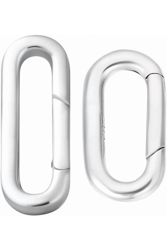 1 set 2pcs 2 styles 925 Sterling Silver Spring Gate Rings Oval Silver 17~20x7~9x2~2.5mm 1pc/style